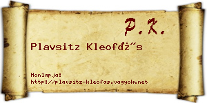 Plavsitz Kleofás névjegykártya
